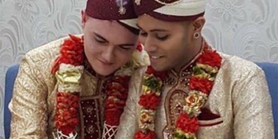A gay couple got married in the UK in Islamic traditional dress