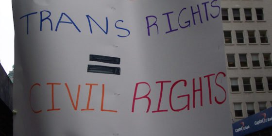 Sign stating: 'trans rights=civil rights'