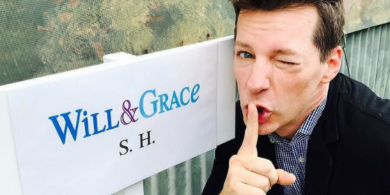 Sean Hayes celebrates the first day of shooting for the Will & Grace revival