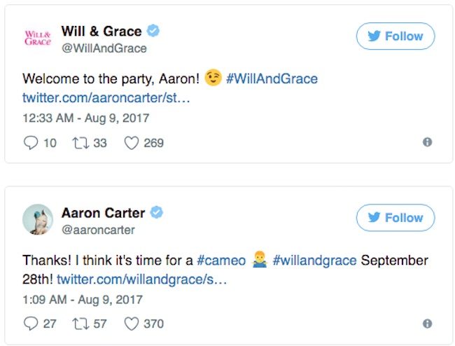 Will and Grace tweets