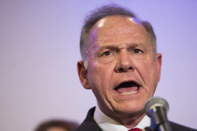 BIRMINGHAM, AL - NOVEMBER 16: Republican candidate for U.S. Senate Judge Roy Moore speaks during a news conference with supporters and faith leaders, November 16, 2017 in Birmingham, Alabama. Moore refused to answer questions regarding sexual harassment allegations and pursuing relationships with underage women. (Drew Angerer/Getty Images)