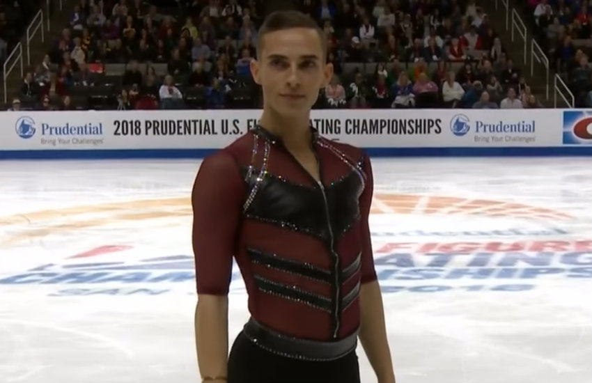 Adam Rippon preparing to begin his short program.