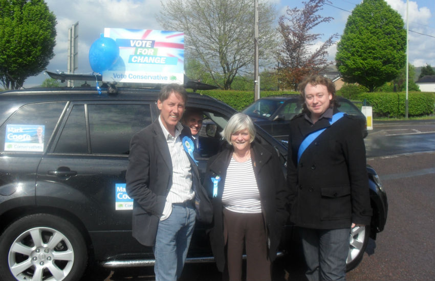 Ann Widdecombe campaigning for Conservative MP Mark Coote