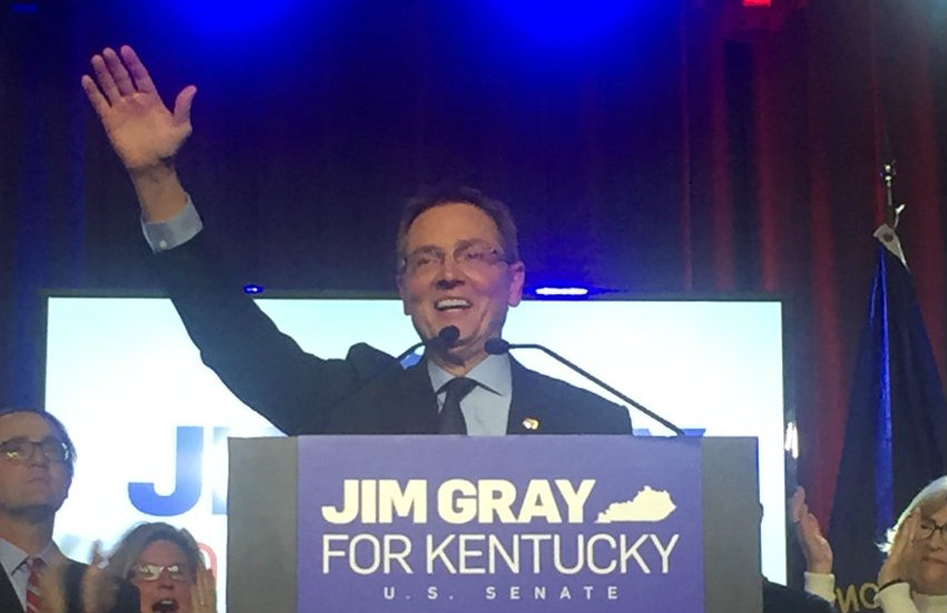 Gray at a campaign event.