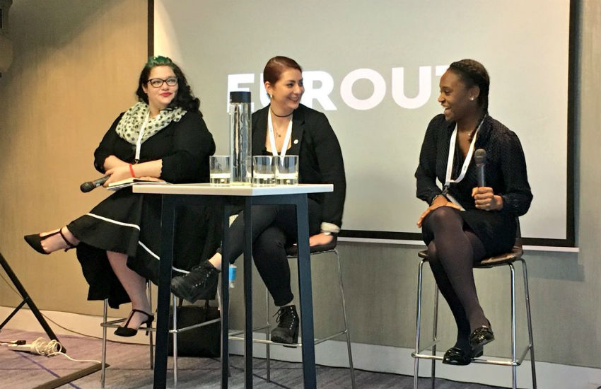 Libby Baxter-Williams (left) at Eurout Conference in 2017