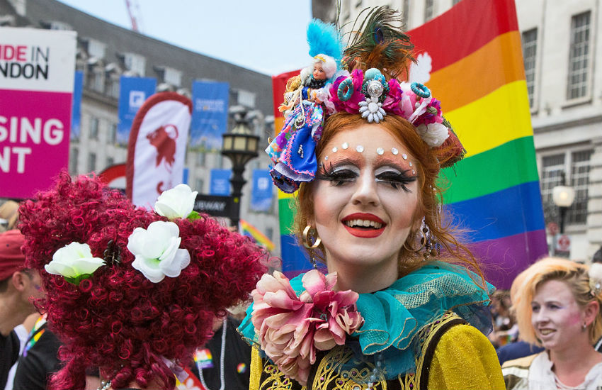 Girl in drag make up at Pride in London 2017