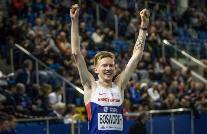 Tom Bosworth celebrating winning a race