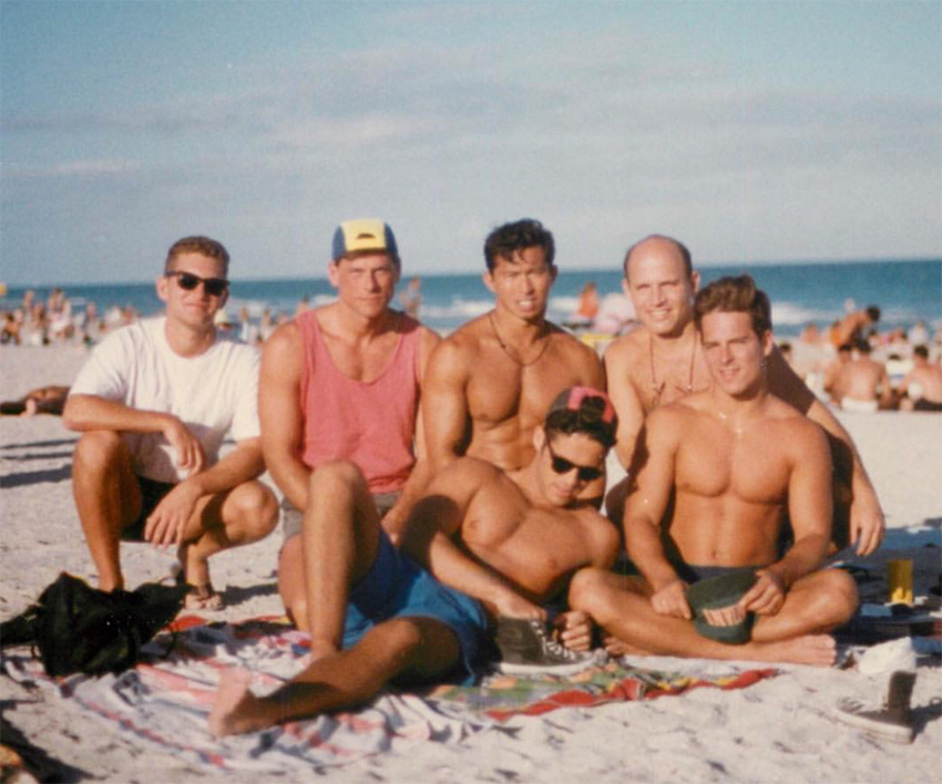 A group of men in South Beach, Miami, January 1991 