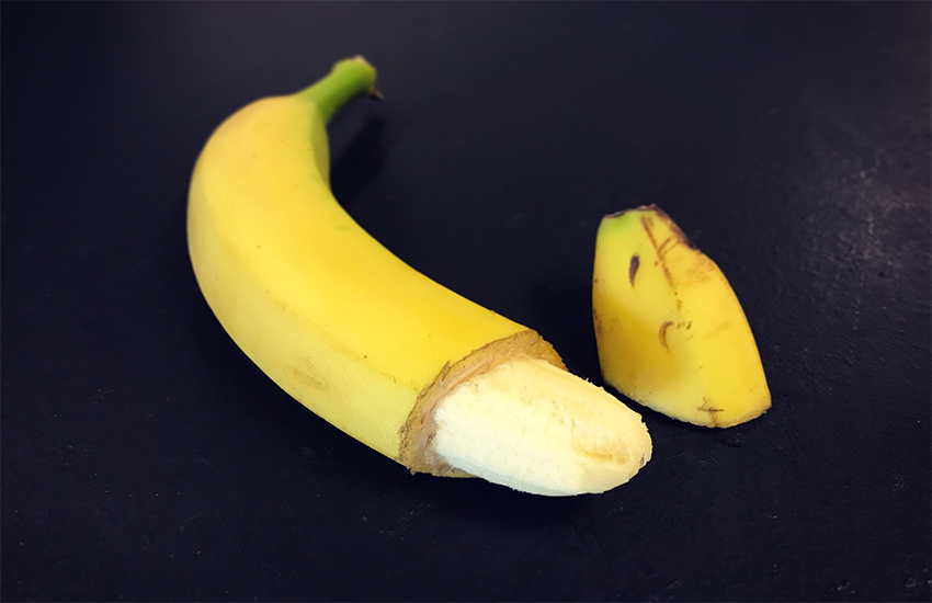 A banana that had had its peel cut