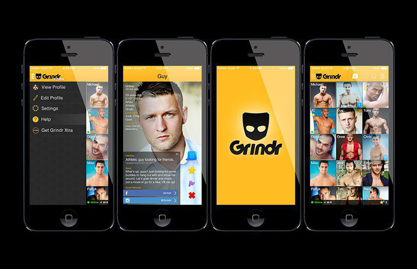 The Grindr icon and logo on smartphone screens