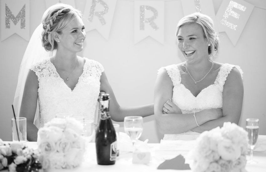 Kelly Sibley and her partner Laura at their reception