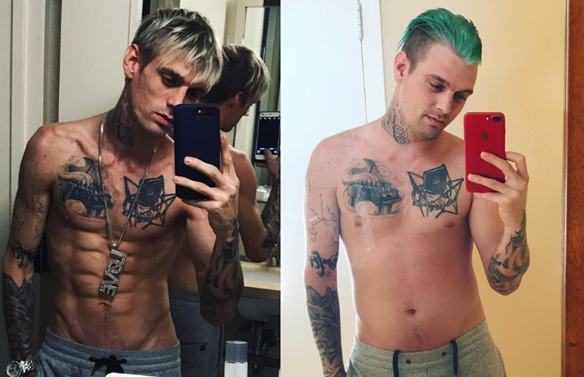 Before and after pictures of Aaron Carter's recent weight gain
