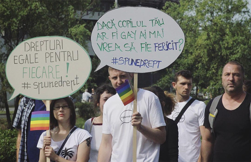 Attendees at the first Cluj Pride in Transylvania, Romania, June 2017