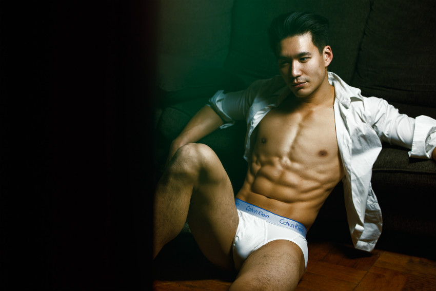 A male model photographed by Larry Hamilton