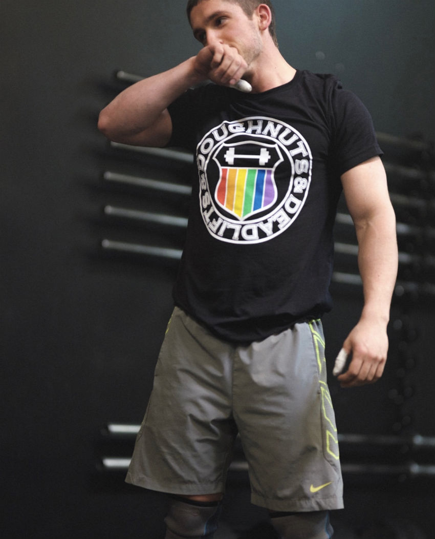 A lifter wears part of the new Pride collection