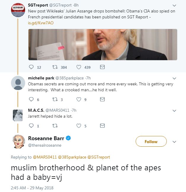 Roseanne Barr's deleted tweet