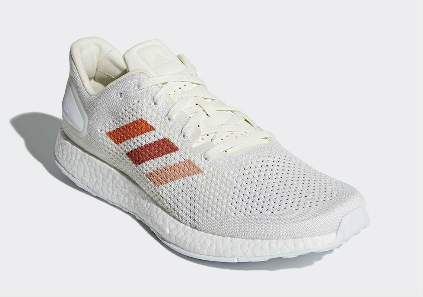 The adidas Pure Boost DPR with terra-cotta colored stripes