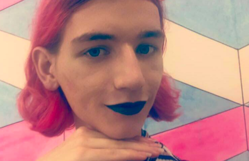 Lily Madigan with pink hair and dark lipstick
