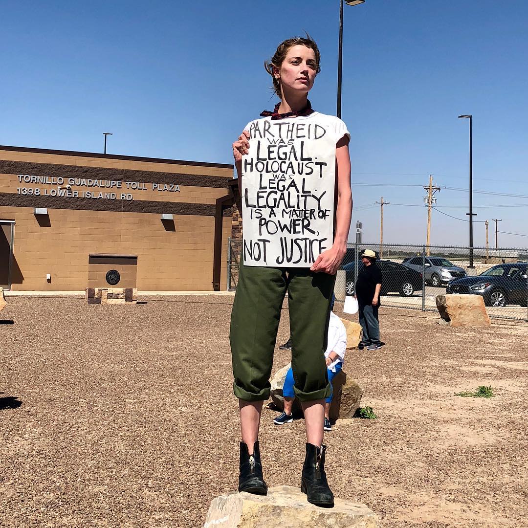 Amber Heard at the protest