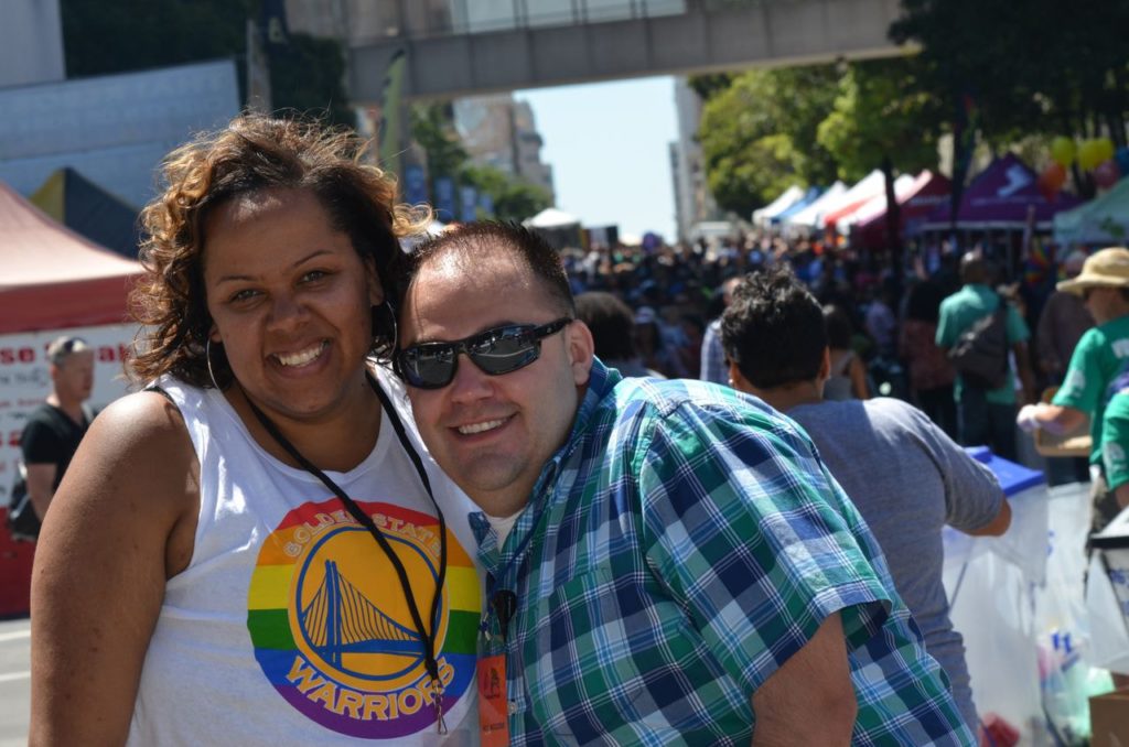 Two marchers during the annual Oakland Pride Parade