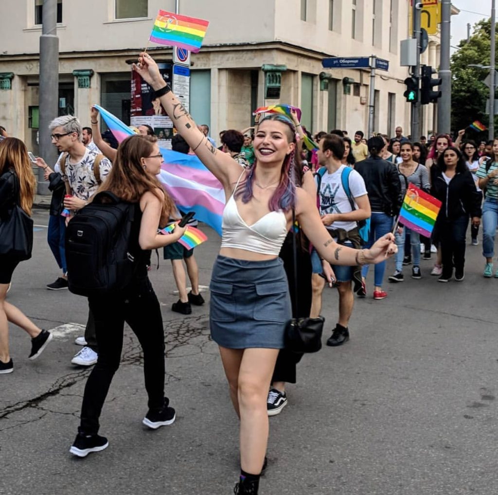 A girl at Sofia Pride Parade