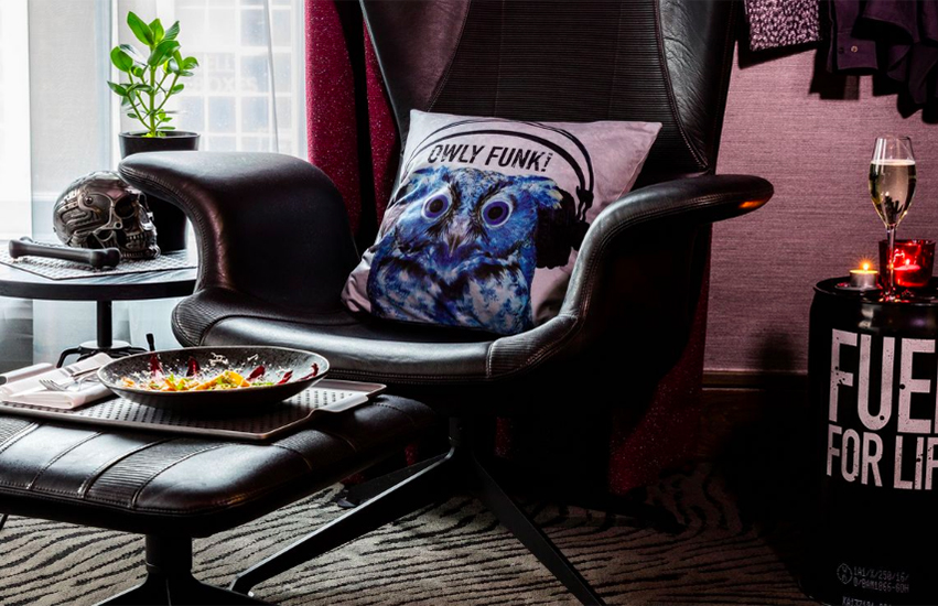 Diesel furnishings in The Megaro Hotel, Kings Cross, London.