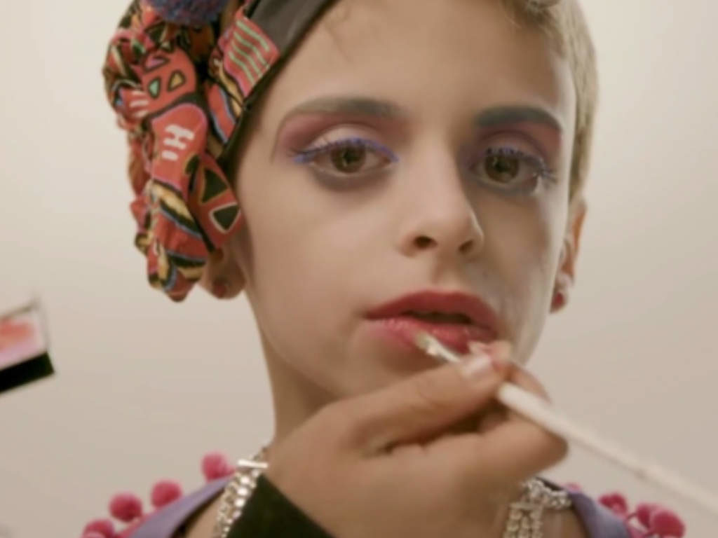 A close up of drag kid Desmond is Amazing while someone is doing his makeup