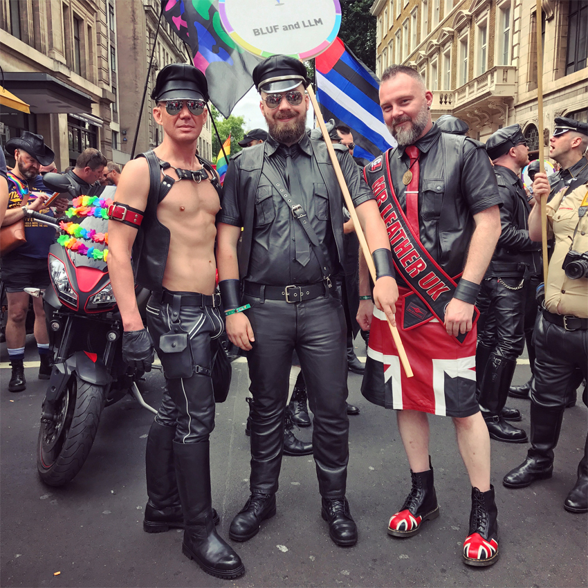 Leather men at Pride in London, 2017