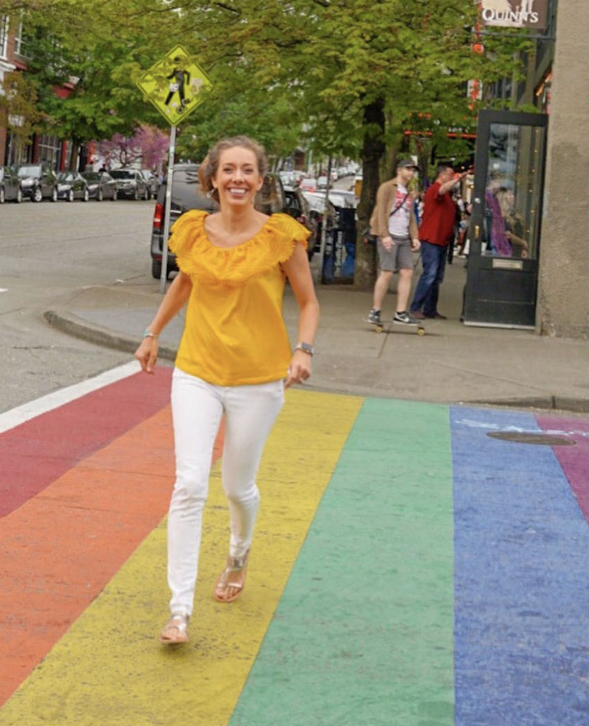 Raff on a rainbow crossing