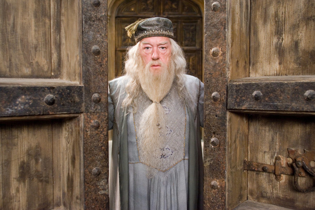 Actor Michael Gambon as Albus Dumbledore in a scene