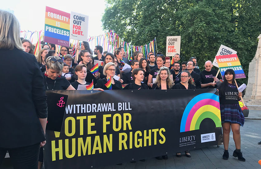 LGBTI choirs sing for our rights outside the Brexit debate.