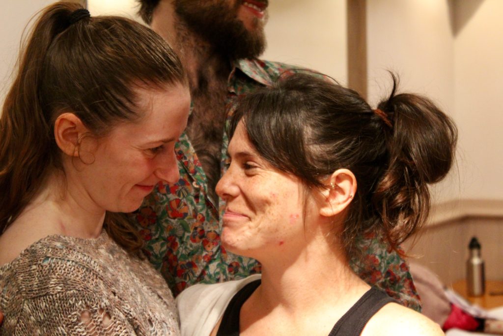 Rehearsals of the Importance of Being Earnest with the actors who play Cecelia, Left and Gwendolyn, Right | Photo: All or Nothing Theater Company