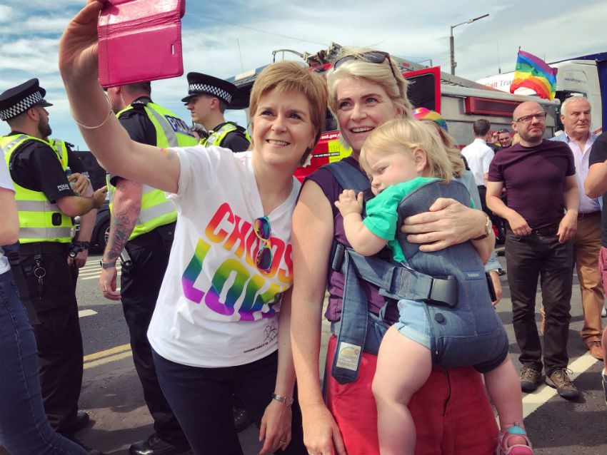 Nicola Sturgeon, Scotland's First Minister, posed for a selfie with a member of the public