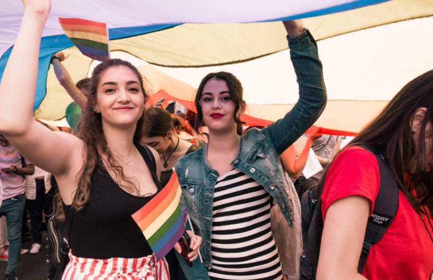 Marchers at Bucharest Pride