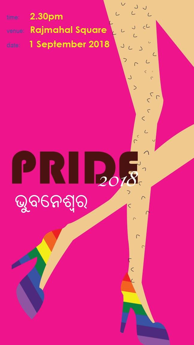 One of the posters promoting Bhubaneswar Pride it's an illustration of long hairy legs wearing rainbow heels