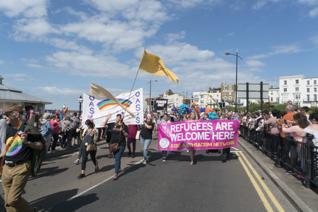 A walking group supporting refugees at Margate Pride.