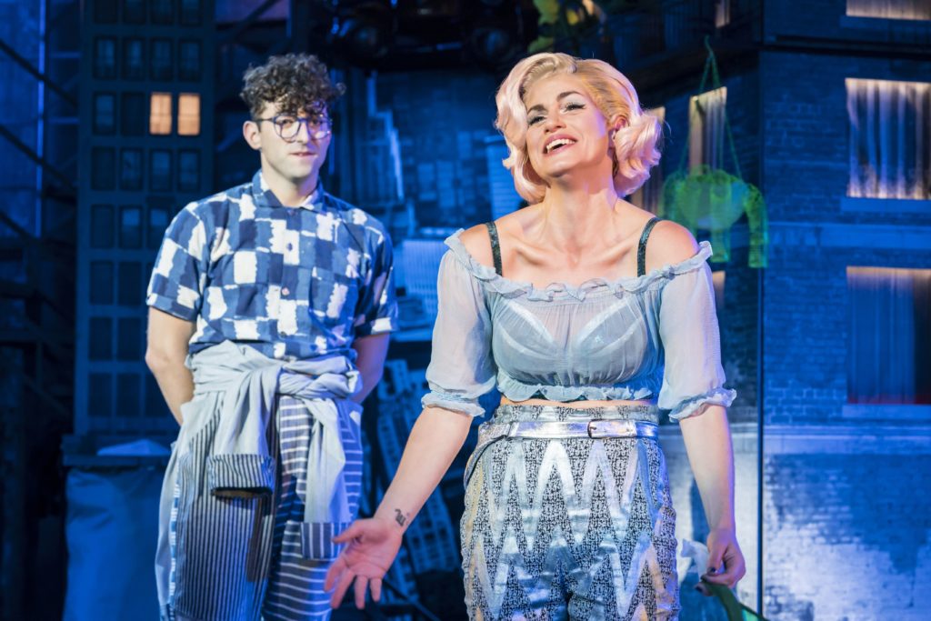 Jemima Rooper and Marc Antolin as Audrey and Seymour. Photo Johan Persson. Design Tom Scutt. Lighting Design Howard Hudson. | Photo: Open Air Theatre Little Shop of Horrors