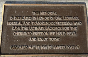 LGBTQ Veterans Memorial plaque