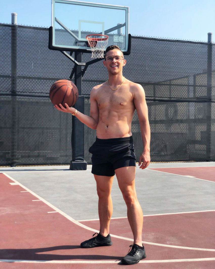 Adam Rippon demonstrates his fondness for basketball 
