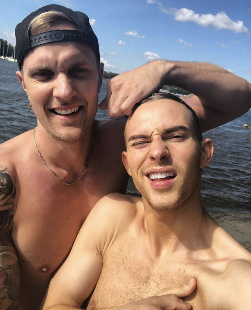 Adam Rippon with boyfriend Jussi-Pekka Kajaala on a trip to Helsinki, Finland at the beginning of August: 'Always making me look good' 