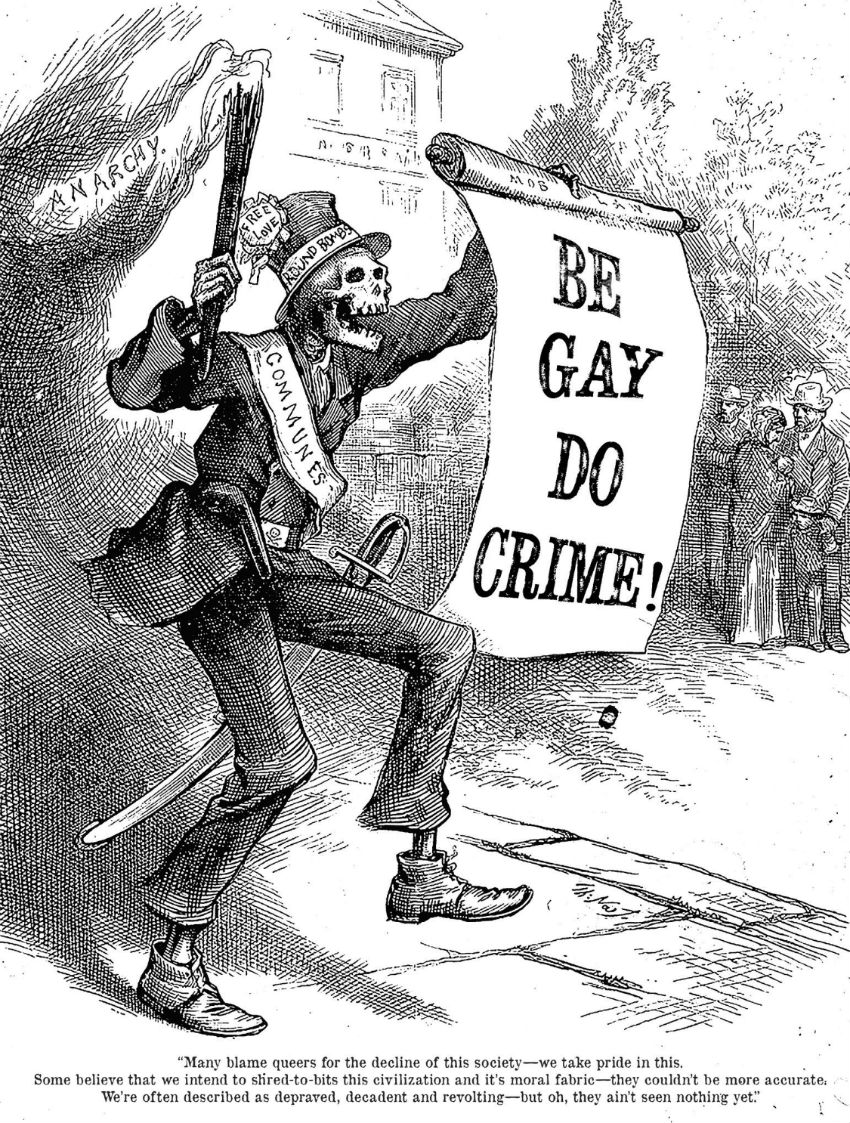 This Be Gay, Do Crime image by Io Ascarium is an adaptation of an 1880 political cartoon