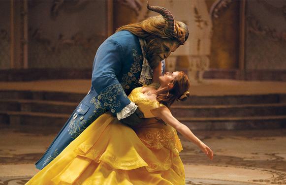 Dan Stevens as the beast, and Emma Watson as Belle in Beauty and the Beast