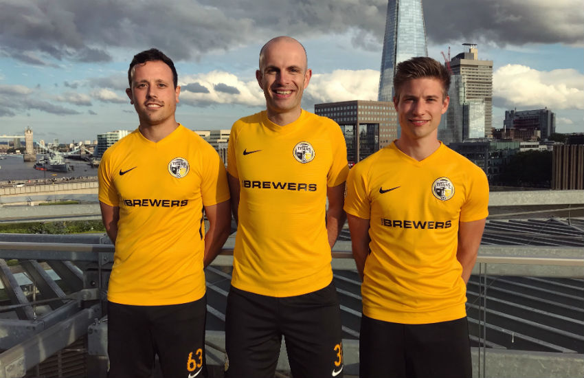 Adam Heathcote, Jim Hearson and Elliot Tilbey of the London Titans FC soccer club 