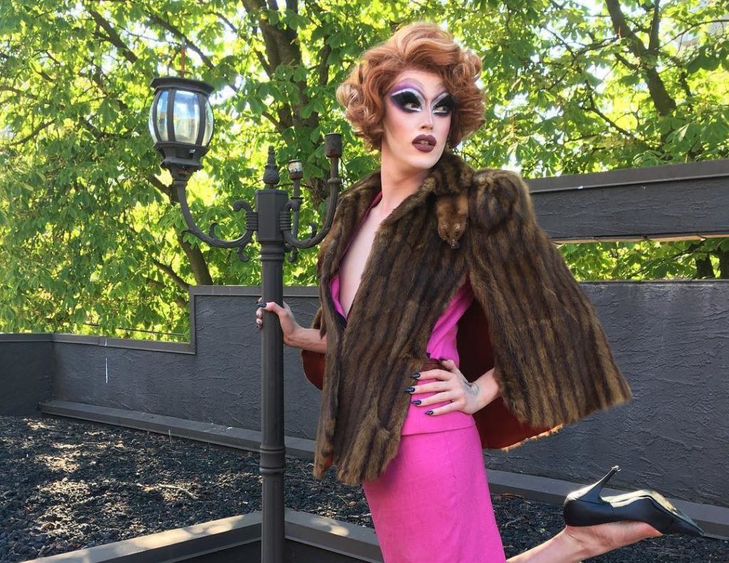 In Vancouver, Drag act Misty Meadows enjoying the garden at XY Bar before 'Moist Mondays' | Photo: @XYyvr Instagram