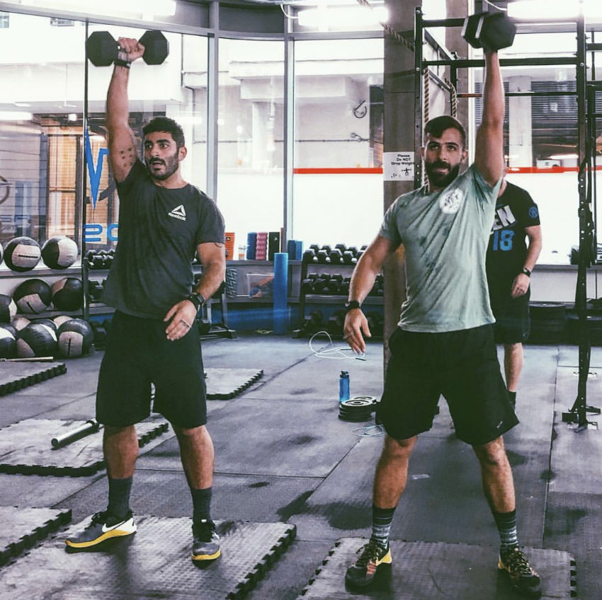 Petros and Telly at the gym