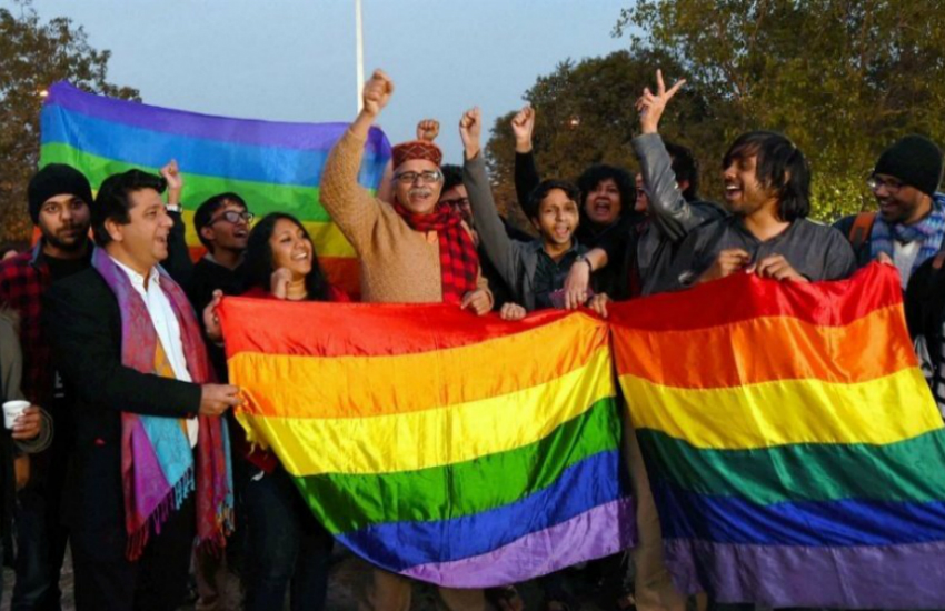 India's LGBTI community celebrates Supreme Court decision to end gay sex ban (Photo: @srikumarbalaa via Twitter)