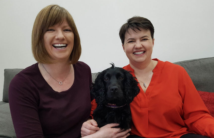 Ruth Davidson and partner Jen Wilson with their dog