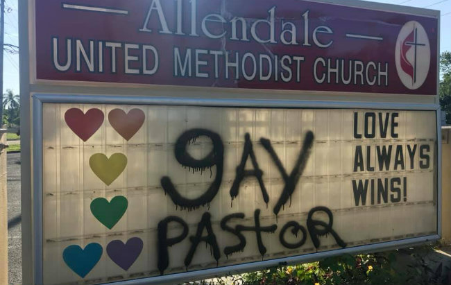 Church sign updated after vandalism