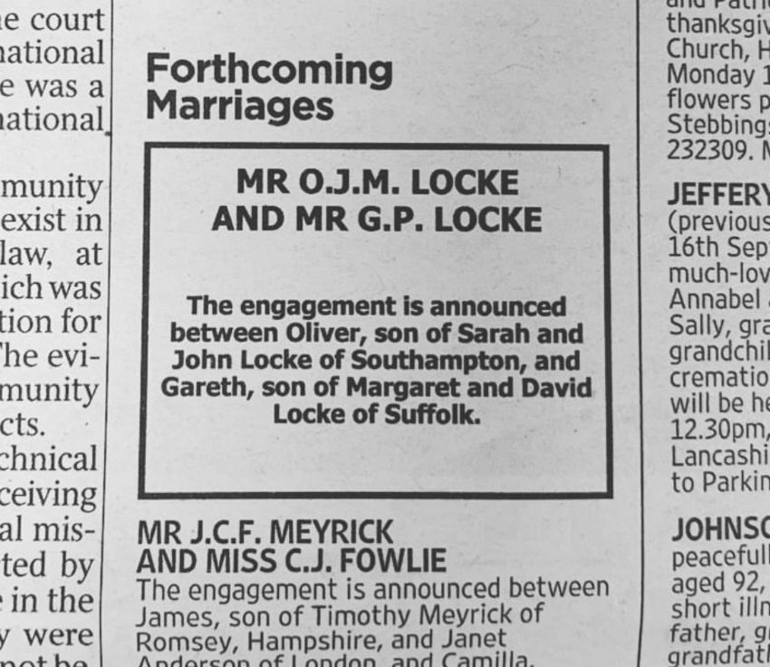 Ollie Locke's engagement announcement